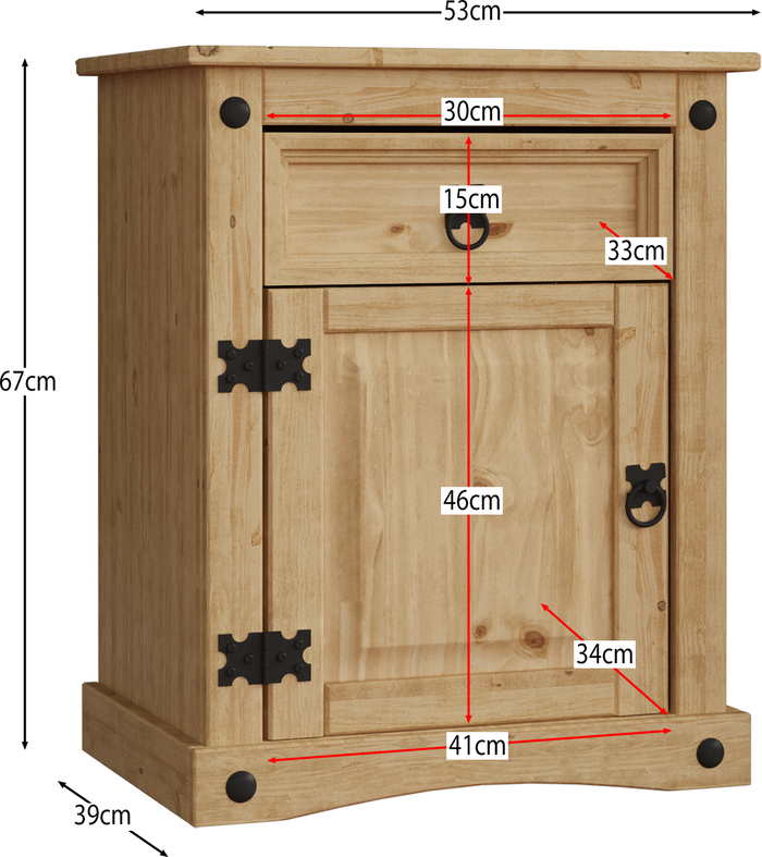 The Range | Corona 1 Drawer 1 Door Bedside Cabinet - Pine Corona 1 Drawer 1 Door Bedside Cabinet - Pine