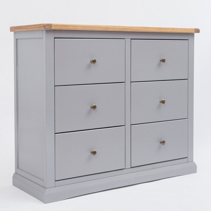 The Range | Cabinet Bits Rocca 3 over 3 Drawer Chest - Grey / Brass Cabinet Bits Rocca 3 over 3 Drawer Chest - Grey / Brass
