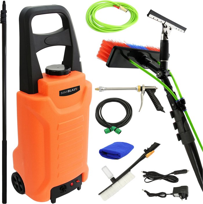 The Range | Maxblast 20ft Water Fed Cleaning Pole and 30L Water Trolley - Orange Maxblast 20ft Water Fed Cleaning Pole and 30L Water Trolley - Orange