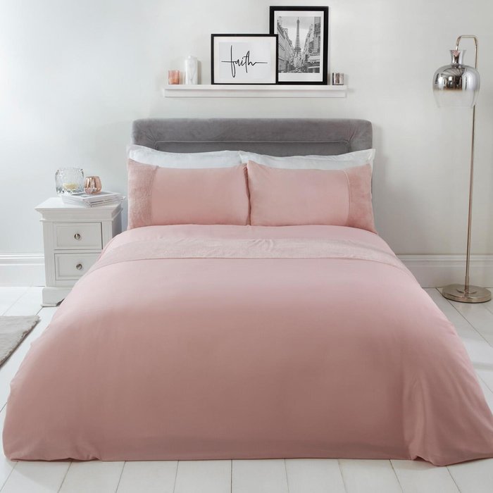 The Range | Brentfords Brentfords Teddy Panel Duvet Cover Pillowcase Bedding Set Blush Super King Brentfords Brentfords Teddy Panel Duvet Cover Pillowcase Bedding Set Blush Super King