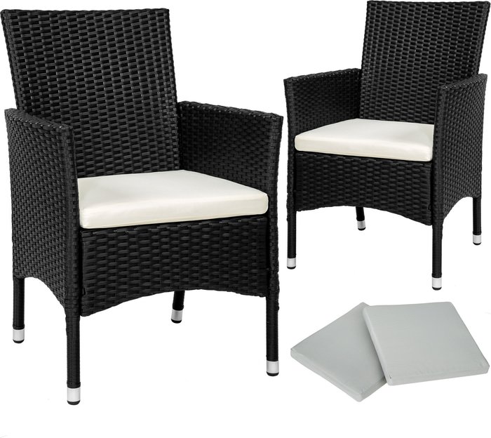 The Range | TECTAKE Tectake 2 Garden Chairs Rattan And 4 Seat Covers - Black TECTAKE Tectake 2 Garden Chairs Rattan And 4 Seat Covers - Black