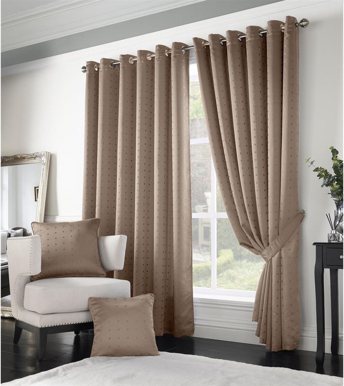 The Range | Livinluxury Adiso Eyelet Ring Top Curtains - Latte / 229cm Livinluxury Adiso Eyelet Ring Top Curtains - Latte / 229cm