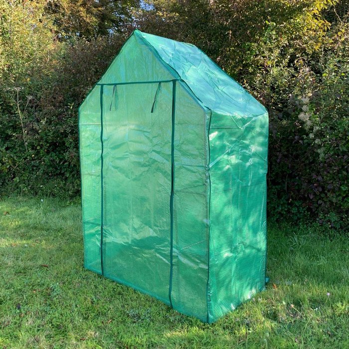 The Range | Selections Walk In Greenhouse with Reinforced Cover - Green Selections Walk In Greenhouse with Reinforced Cover - Green