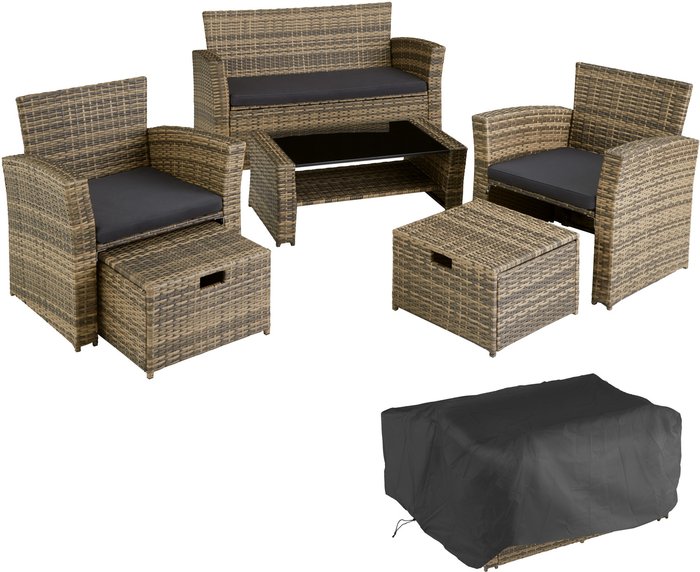 The Range | TECTAKE Tectake Modena 4-seater Rattan Garden Sofa Set - Brown/Black TECTAKE Tectake Modena 4-seater Rattan Garden Sofa Set - Brown/Black