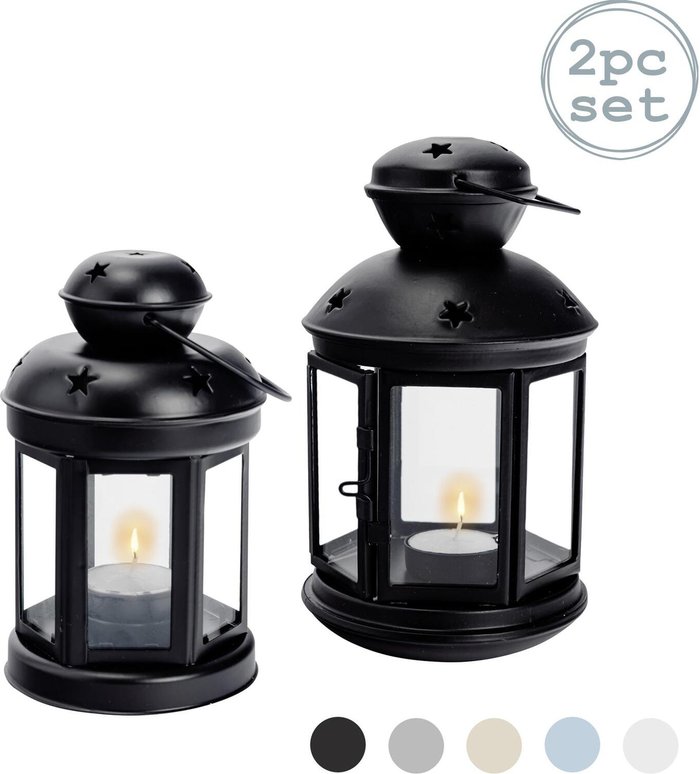 The Range | NICOLA SPRING Nicola Spring Metal Hanging Tealight Lanterns - 2 Sizes - Black - Pack of 2 NICOLA SPRING Nicola Spring Metal Hanging Tealight Lanterns - 2 Sizes - Black - Pack of 2