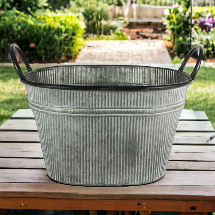 The Range | Kingsbury Gifts Deep Zinc Ribbed Trough - Silver Kingsbury Gifts Deep Zinc Ribbed Trough - Silver