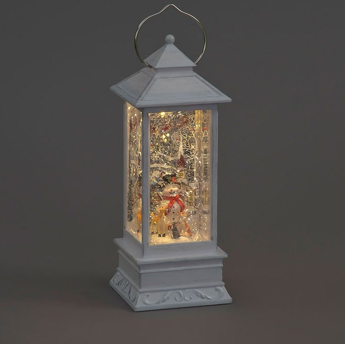 The Range | Snowtime LED Water Lantern with Snowman Scene - White Snowtime LED Water Lantern with Snowman Scene - White