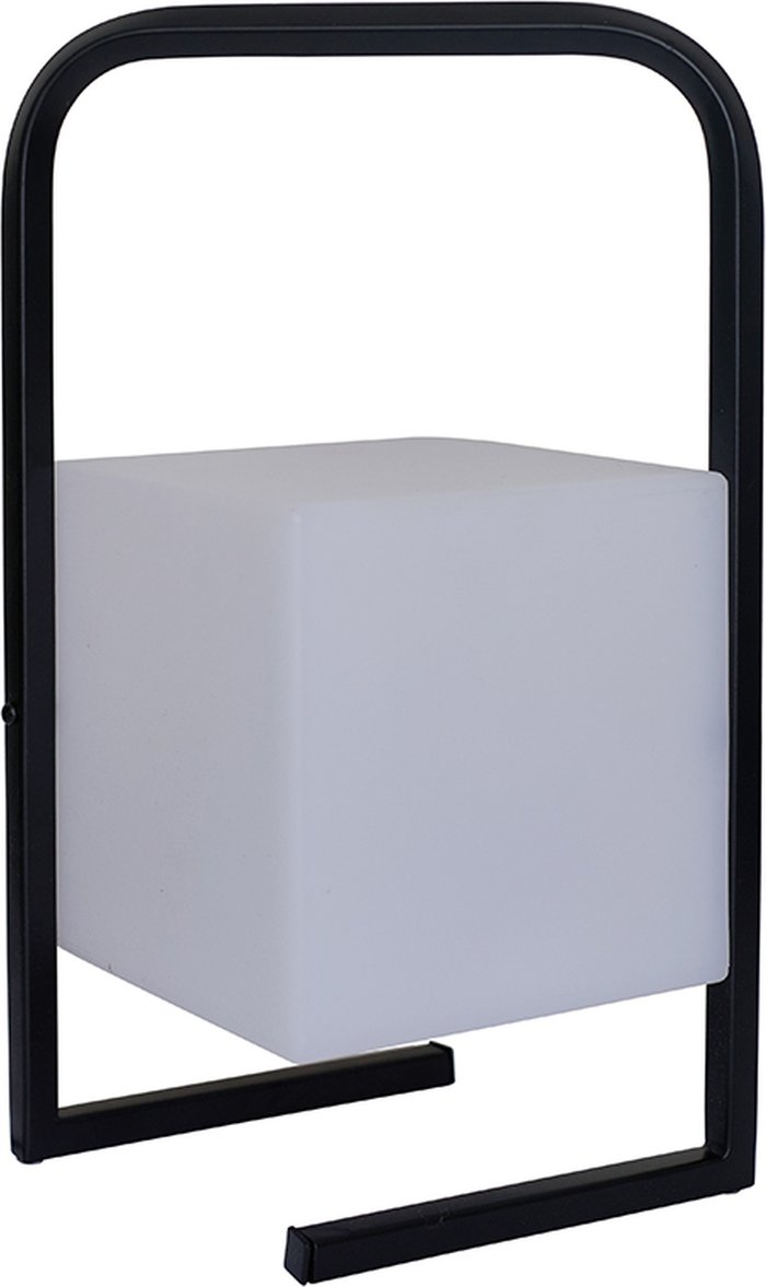 The Range | ValueLights Corte Black Outdoor Table Lamp Dimmable With White Cube Shade - Black ValueLights Corte Black Outdoor Table Lamp Dimmable With White Cube Shade - Black