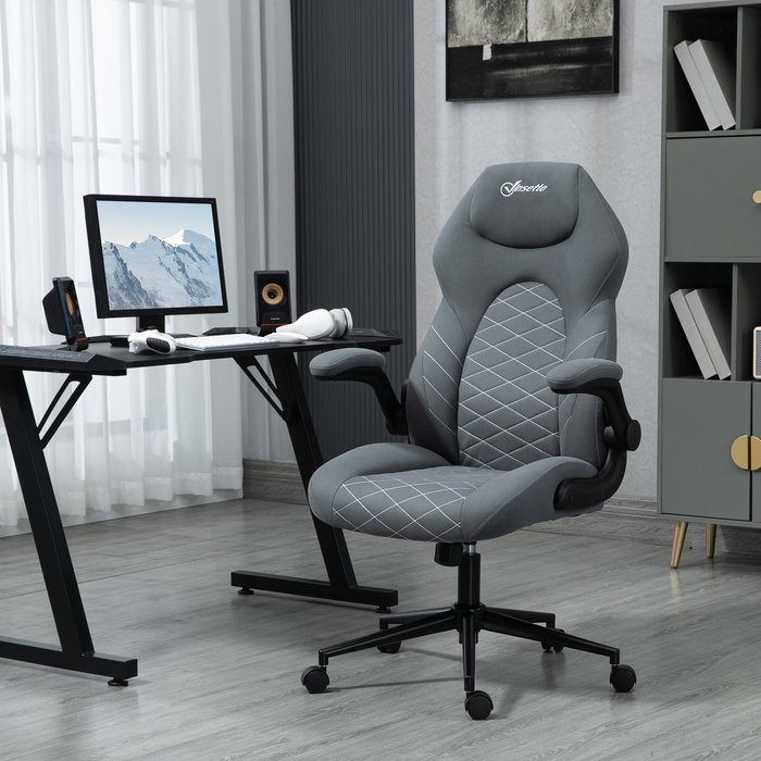 The Range | Vinsetto High Back Home Office Chair with Flip Up Armrests Wheels - Dark Grey Vinsetto High Back Home Office Chair with Flip Up Armrests Wheels - Dark Grey