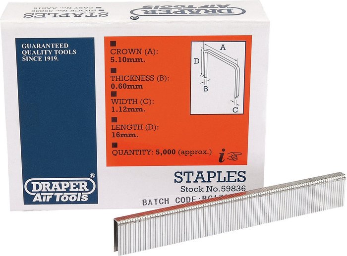 The Range | Draper Draper Staple 16mm Pack of 5000 Draper Draper Staple 16mm Pack of 5000