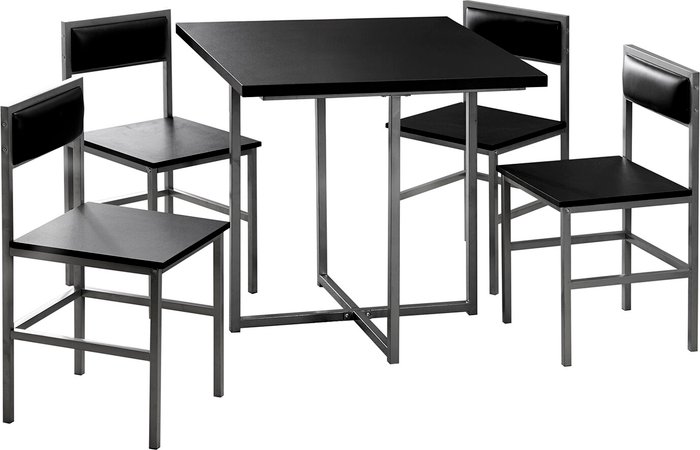 The Range | Greenhurst Black and Silver 4 Seater Compact Dining Set - Black/Silver Greenhurst Black and Silver 4 Seater Compact Dining Set - Black/Silver