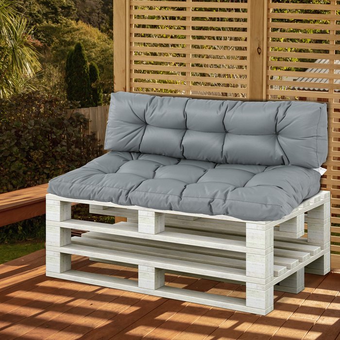 The Range | Outsunny 2 Piece Garden Tufted Pallet Cushions Seat Pad - Grey Outsunny 2 Piece Garden Tufted Pallet Cushions Seat Pad - Grey