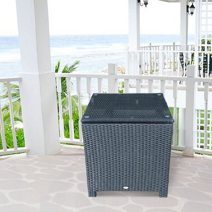 The Range | Outsunny Outsunny Rattan Garden Furniture Side Table - Black Outsunny Outsunny Rattan Garden Furniture Side Table - Black