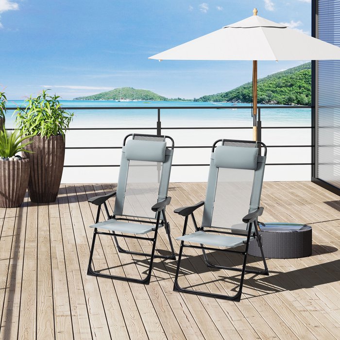 The Range | Outsunny Outsunny Set of 2 Portable Folding Recliner Lounge Chairs - Grey Outsunny Outsunny Set of 2 Portable Folding Recliner Lounge Chairs - Grey