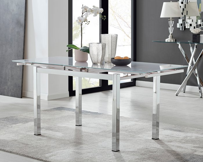 The Range | Furniture Box Furniture Box Enna White Glass Extending Four To Six Seater Dining Table Furniture Box Furniture Box Enna White Glass Extending Four To Six Seater Dining Table