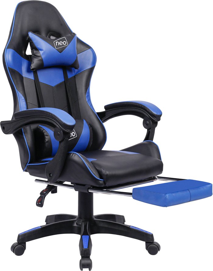 The Range | Neo Neo Racing Computer Gaming Office Chair With Footrest - Blue Neo Neo Racing Computer Gaming Office Chair With Footrest - Blue