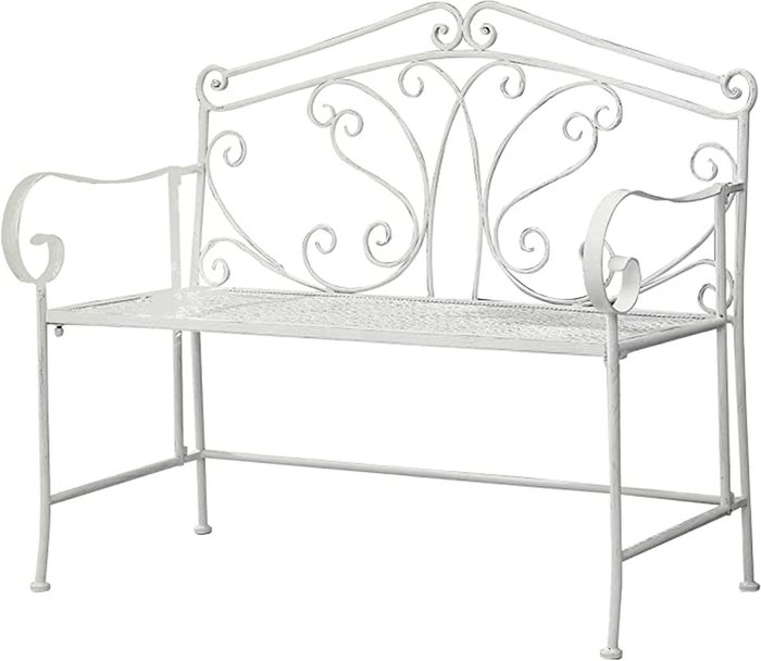 The Range | GlamHaus Glamhaus Metal Garden Bench - White GlamHaus Glamhaus Metal Garden Bench - White