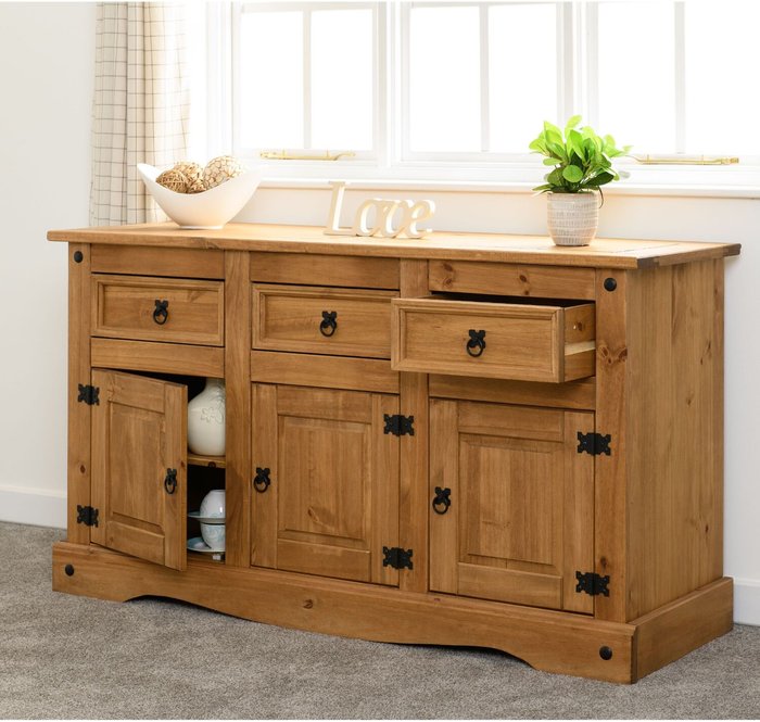 The Range | Corona Corona 3 Door 3 Drawer Sideboard - Pine Corona Corona 3 Door 3 Drawer Sideboard - Pine
