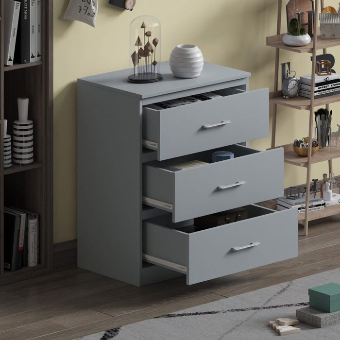 The Range | FWStyle Chest Of Drawers With T-Bar Handles - Grey FWStyle Chest Of Drawers With T-Bar Handles - Grey