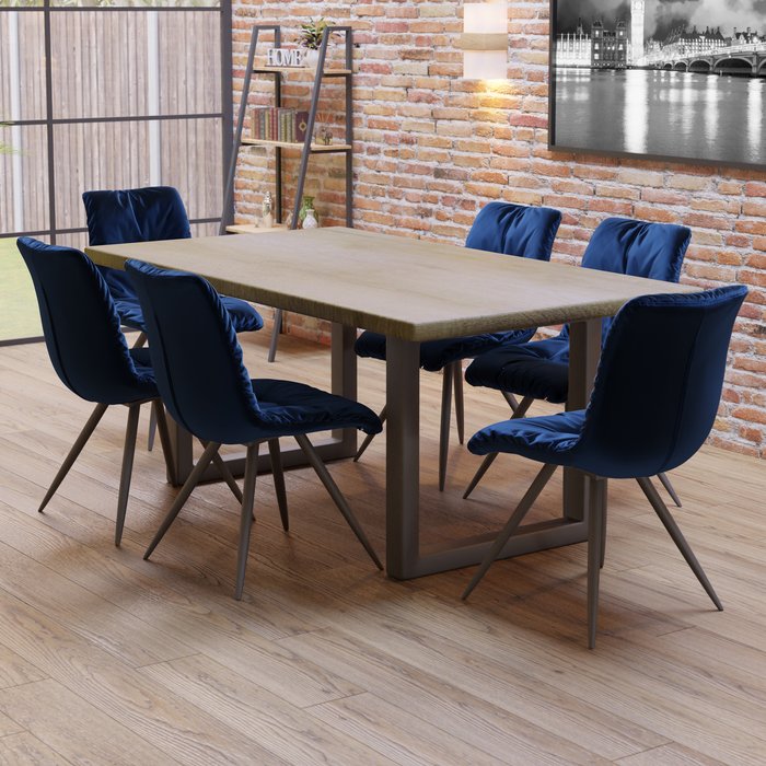 The Range | Baran Baran Dining Set - Light Brown / Blue Baran Baran Dining Set - Light Brown / Blue