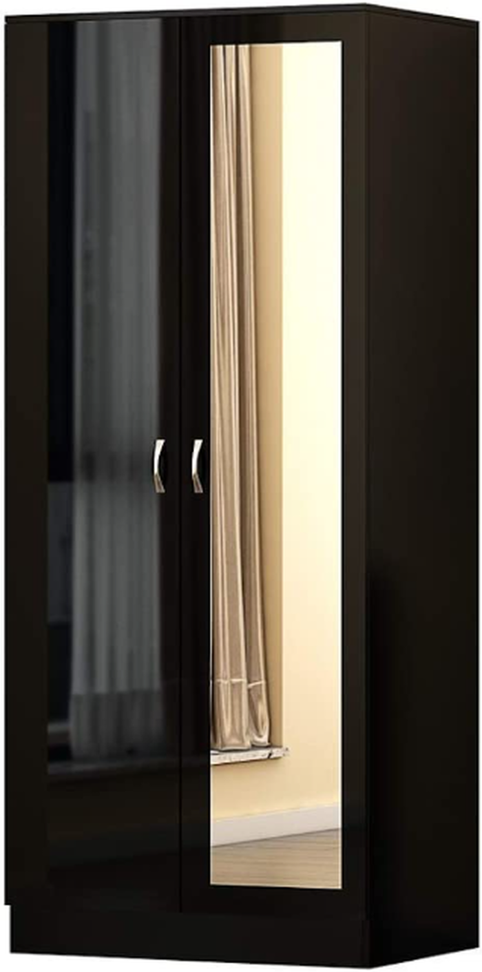The Range | FWStyle Black High Gloss 2 Door Mirrored Wardrobe Modern Bedroom Furniture - Black Gloss FWStyle Black High Gloss 2 Door Mirrored Wardrobe Modern Bedroom Furniture - Black Gloss