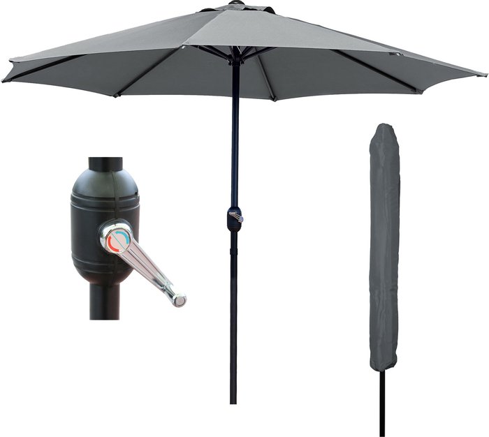 The Range | GlamHaus Garden Parasol Umbrella Dark Grey With Protective Cover - Dark Grey GlamHaus Garden Parasol Umbrella Dark Grey With Protective Cover - Dark Grey