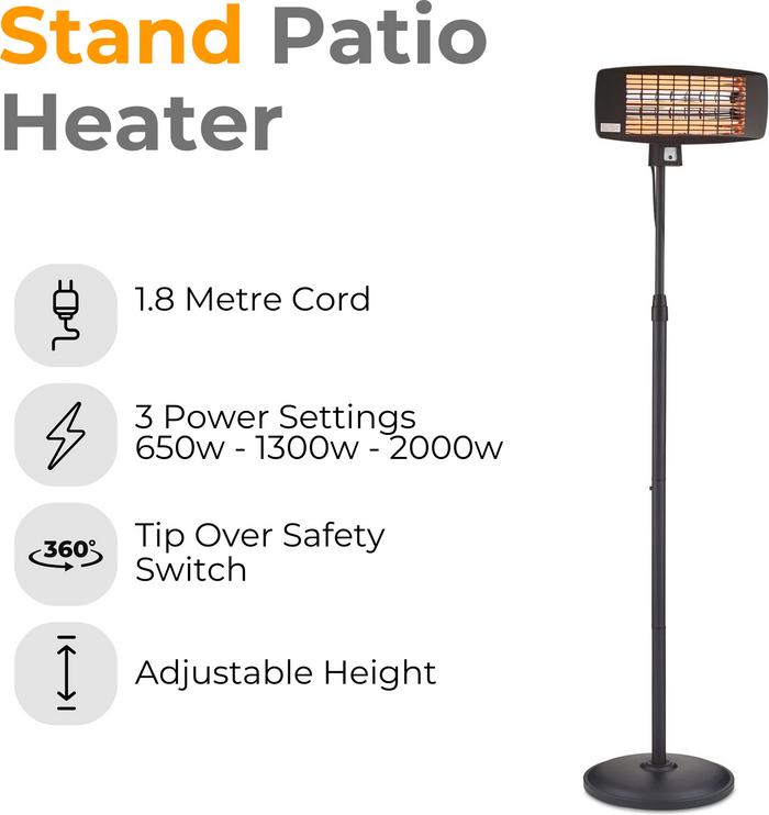 The Range | Swan Stand Patio Heater - Black / No remote contrrol Swan Stand Patio Heater - Black / No remote contrrol