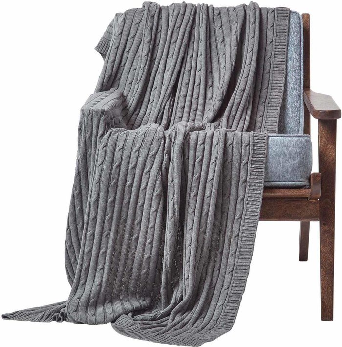The Range | Homescapes Homescapes Cotton Cable Knit Throw - Grey Homescapes Homescapes Cotton Cable Knit Throw - Grey
