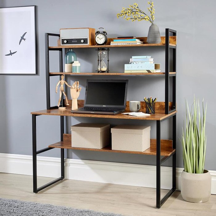 The Range | Home Source Urban Industrial 3 Shelf Computer Desk - Rustic Home Source Urban Industrial 3 Shelf Computer Desk - Rustic