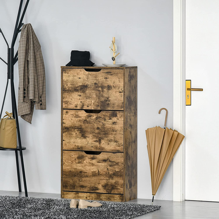 The Range | HOMCOM HOMCOM Shoe Cabinet Entryway Rack With 3 Flip Drawers Adjustable For 18 Pairs Rustic Brown HOMCOM HOMCOM Shoe Cabinet Entryway Rack With 3 Flip Drawers Adjustable For 18 Pairs Rustic Brown