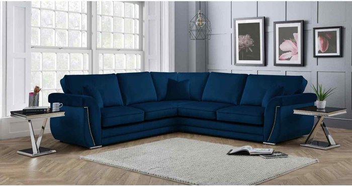 The Range | Simply Eleganza Luca Full Back Large Corner Sofa - Blue Simply Eleganza Luca Full Back Large Corner Sofa - Blue