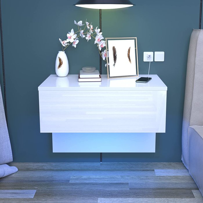 The Range | dripex Dripex Hanging Bedside Table Floating Cabinet - White dripex Dripex Hanging Bedside Table Floating Cabinet - White