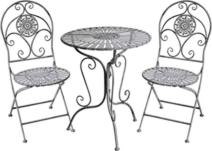 The Range | GlamHaus Foldable Patio Bistro Balcony Furniture - Murcia Grey - Grey GlamHaus Foldable Patio Bistro Balcony Furniture - Murcia Grey - Grey