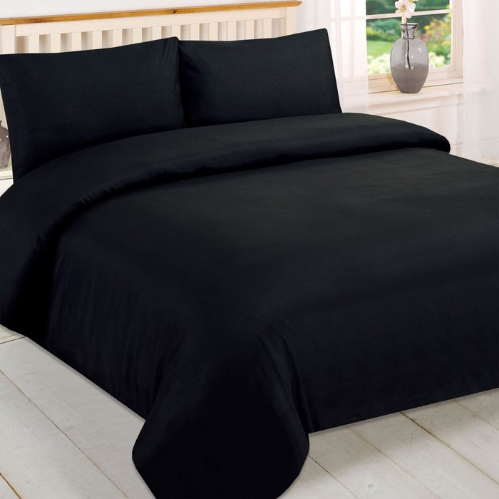 The Range | Brentfords Brentfords Plain Duvet Cover With Pillowcase Bedding Set - Black / 0.9kg Brentfords Brentfords Plain Duvet Cover With Pillowcase Bedding Set - Black / 0.9kg
