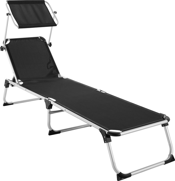 The Range | TECTAKE Tectake Sun Lounger Aurelie With 6 Step Adjustable Aluminium Frame Black TECTAKE Tectake Sun Lounger Aurelie With 6 Step Adjustable Aluminium Frame Black
