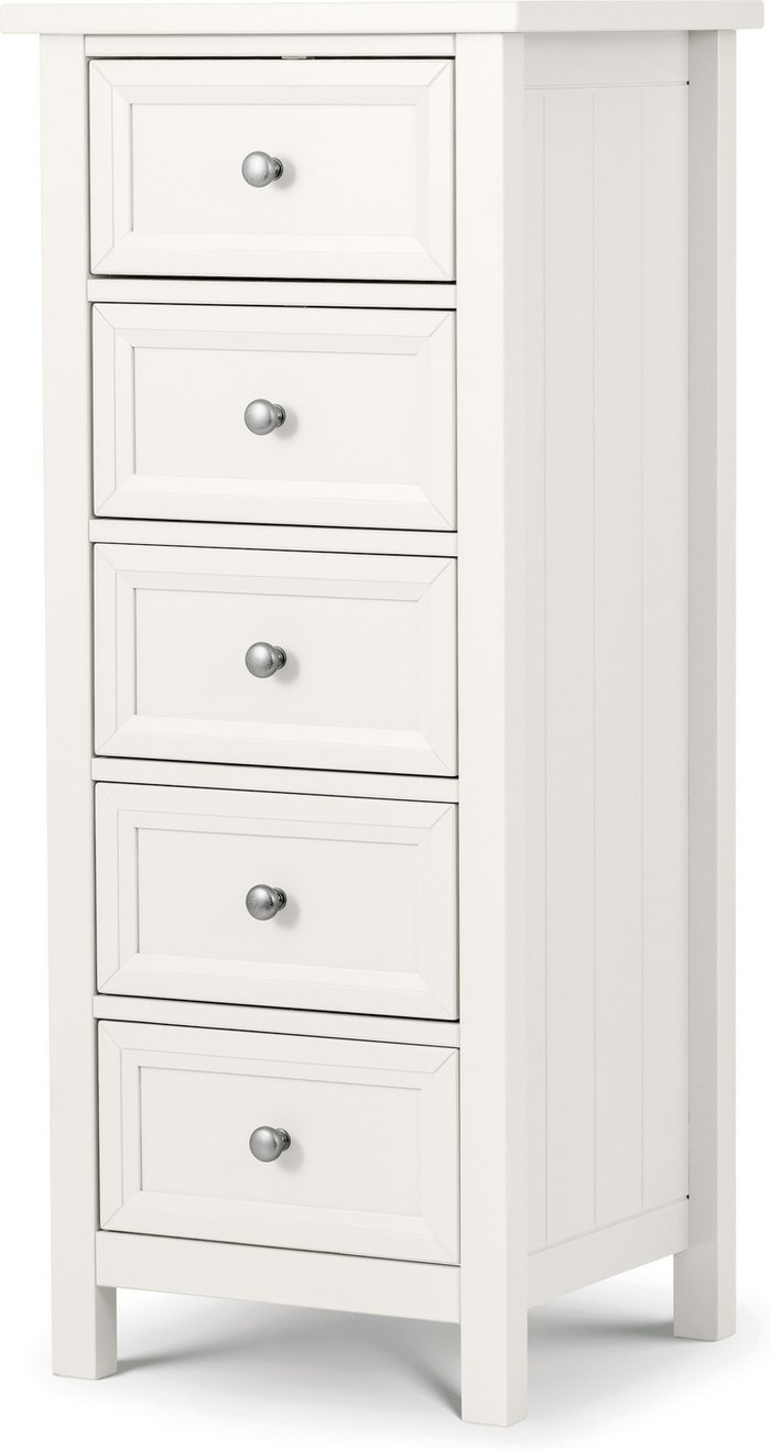 The Range | Julian Bowen Maine 5 Drawer Tall Chest - White Julian Bowen Maine 5 Drawer Tall Chest - White