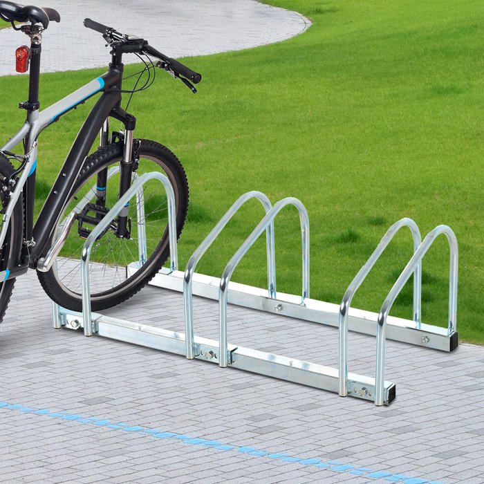 The Range | HOMCOM Homcom 3 Bike Parking Rack Silver HOMCOM Homcom 3 Bike Parking Rack Silver