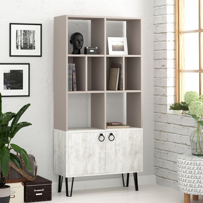 The Range | Decortie Bene Modern Bookcase Display Unit - Mocha Grey Decortie Bene Modern Bookcase Display Unit - Mocha Grey