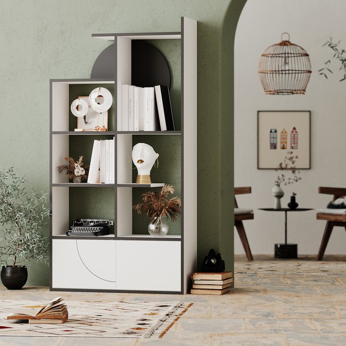 The Range | Decortie Half Modern Bookcase Display Unit - Anthracite Grey Decortie Half Modern Bookcase Display Unit - Anthracite Grey