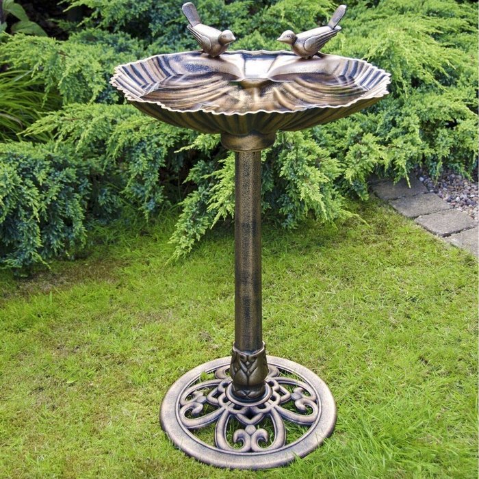 The Range | Kingfisher Kingfisher Bronze Effect Garden Twin Bird Bath With Bird Sculptures Kingfisher Kingfisher Bronze Effect Garden Twin Bird Bath With Bird Sculptures