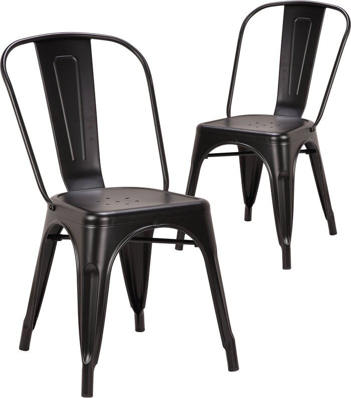 The Range | RayGar Pair of Pollux Metal Dining Chairs - Matte Black RayGar Pair of Pollux Metal Dining Chairs - Matte Black