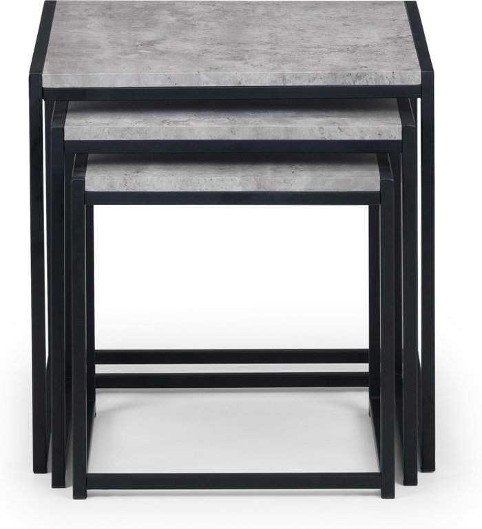 The Range | Julian Bowen Staten Nest Of Coffee Tables - Concrete/Black / Rectangular Julian Bowen Staten Nest Of Coffee Tables - Concrete/Black / Rectangular