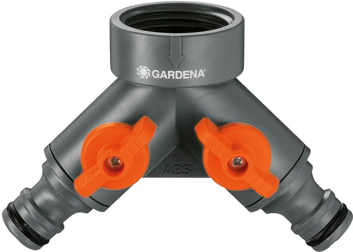 The Range | Gardena Gardena ORIGINAL Small Dual Output Hose Pipe Threaded Tap Connector 21mm Gardena Gardena ORIGINAL Small Dual Output Hose Pipe Threaded Tap Connector 21mm