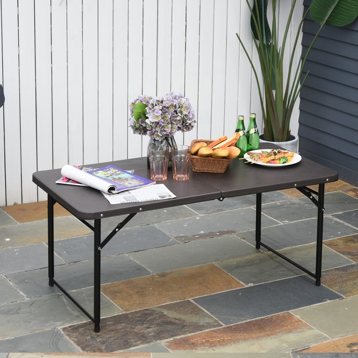 The Range | Outsunny Camping Folding Table - Brown / Rectangular Outsunny Camping Folding Table - Brown / Rectangular