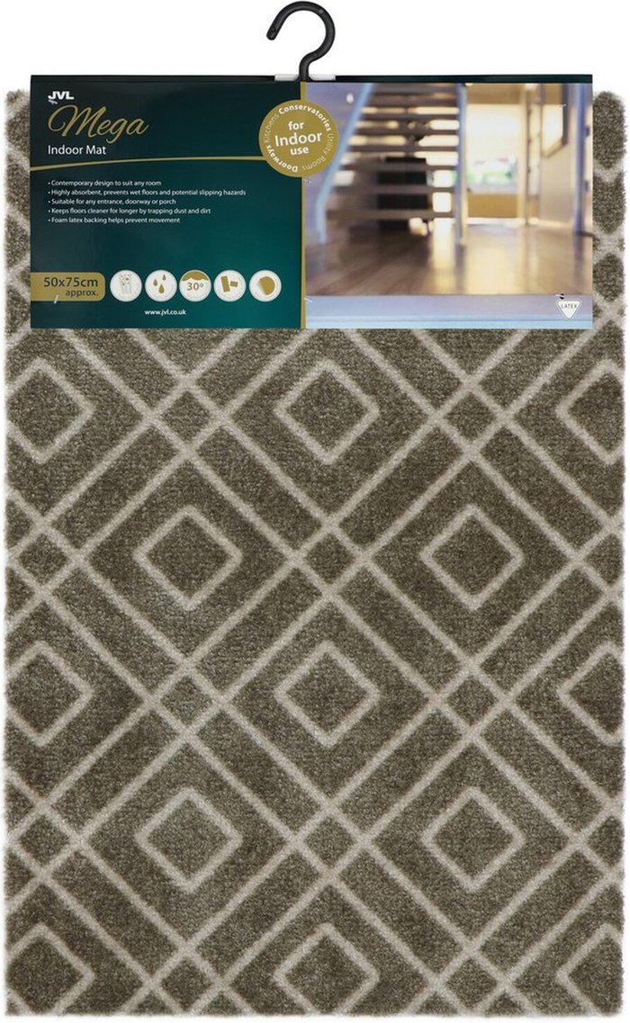 The Range | JVL JVL Mega Mat Diamond Print, Small, 50x75cm - Brown JVL JVL Mega Mat Diamond Print, Small, 50x75cm - Brown
