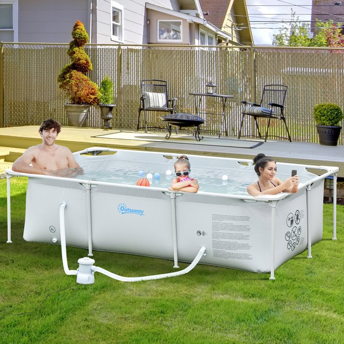 The Range | Outsunny Steel Frame Swimming Pool - Grey / 1.9m Outsunny Steel Frame Swimming Pool - Grey / 1.9m