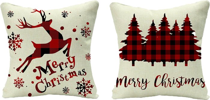 The Range | Red and White Christmas Cushion Covers - Red / Reindeer and Tree Red and White Christmas Cushion Covers - Red / Reindeer and Tree