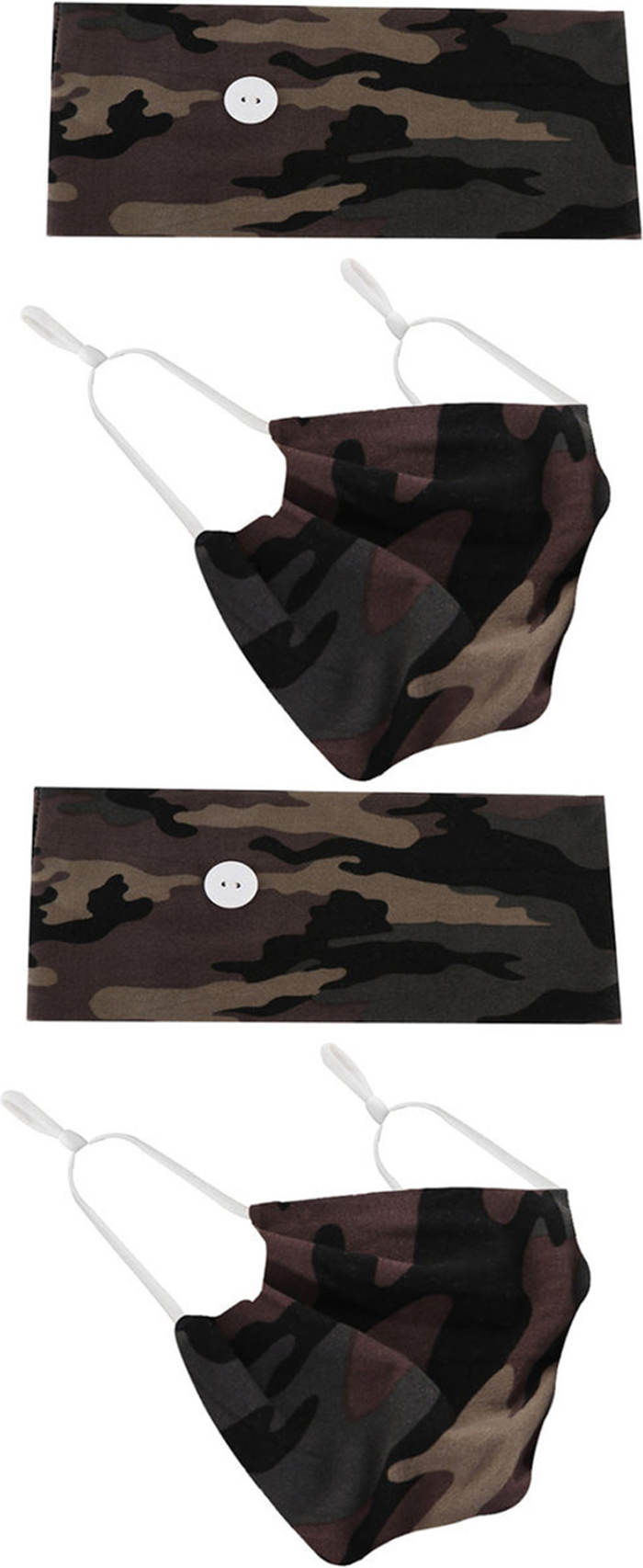 The Range | Headband and Face Mask Set - Green Camo x2 / 2 Headband and Face Mask Set - Green Camo x2 / 2