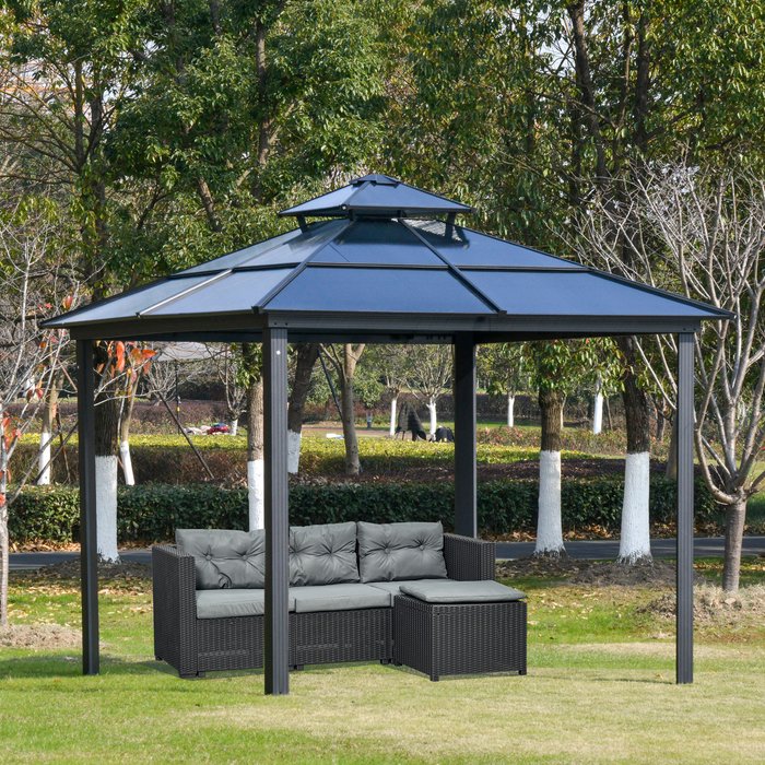 The Range | Outsunny Polycarbonate Hardtop Patio Gazebo - Charcoal grey Outsunny Polycarbonate Hardtop Patio Gazebo - Charcoal grey