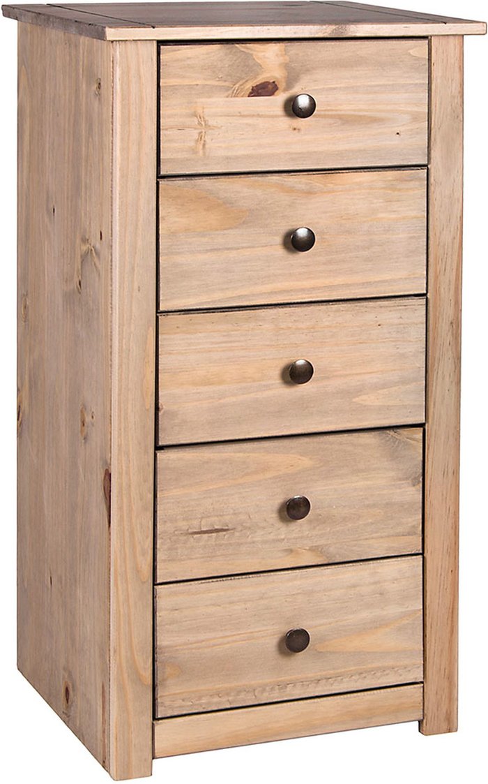 The Range | Panama 5 Drawer Narrow Chest - Pine Panama 5 Drawer Narrow Chest - Pine